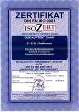 Die QUICKUPTENT GmbH ist nach DIN EN ISO 9001:2015 im Qualitätsmanagement zertifiziert und bietet Ihnen geprüfte Qualität.