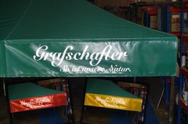 QUICKUPTENT Wechselvolant mit Klett & Flausch befestigt