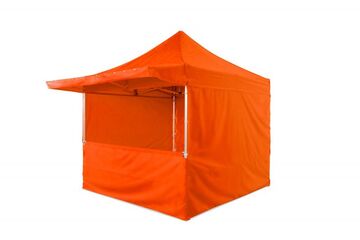 3x3m Faltzelt der QUICKUPTENT ALU-HEXAGON-Serie mit Vordach und halber Seitenwand