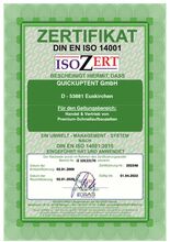 QUICKUPTENT ist nach DIN EN ISO 14001 im Umweltmanagement zertifiziert und garantiert somit ein vorbildliches Umweltmanagement.