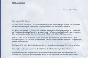 AH Racing Dankes-Brief aus 2012