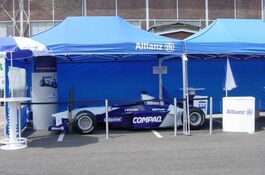 4,5x3m QUICKUPTENT-Racetent / Rennzelt mit Werbung auf dem Volant