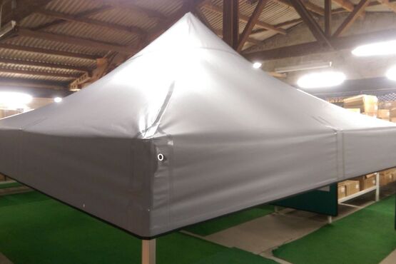 graues 3x3m QUICKUPTENT ALU-HEXAGON Sondermodell "PVC"