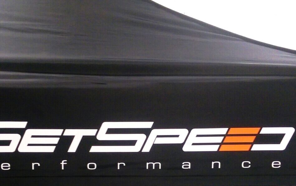 GetSpeed Branding im Flexdruck auf dem QUICKUPTENT Faltzelt-Volant