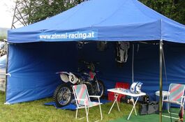 4,5x3m QUICKUPTENT Racetent / Rennzelt mit bedrucktem Volant
