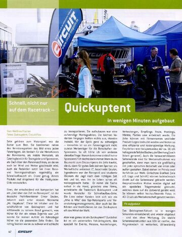 Artikel über die Klapppavilons von QUICKUPTENT: Schnell, nicht nur auf dem Racetrack -