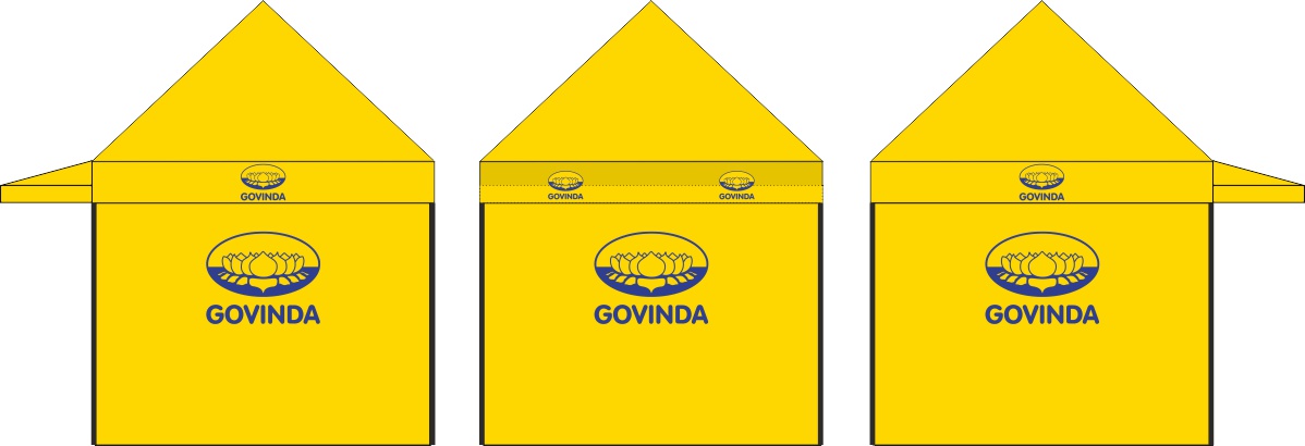 GOVINDA-Brandingentwurf für ein 3x3m Promotion-Zelt mit Vordach